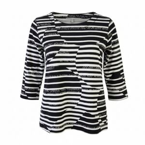 RABE Black & White Striped Graphic Print Top 3/4 Sleeve size 14
